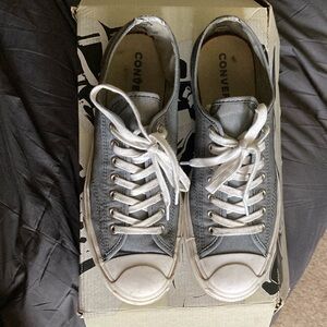 EUC Converse X Jack Purcell size 9.5 denim grey on white rubber side and bottom.